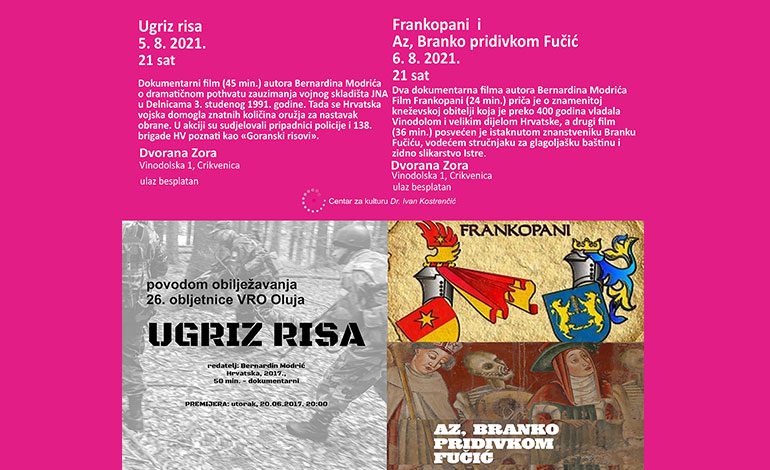  Dokmentarni filmovi 5. i 6. kolovoza u dvorani Zora