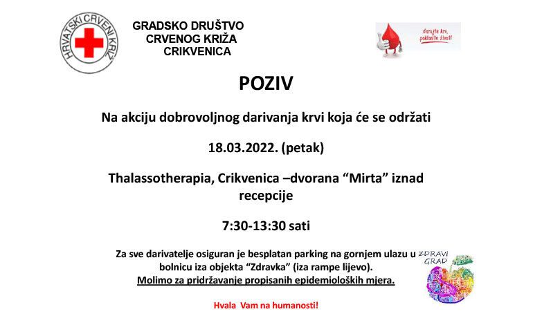  Najava akcije dobrovoljnog darivanja krvi