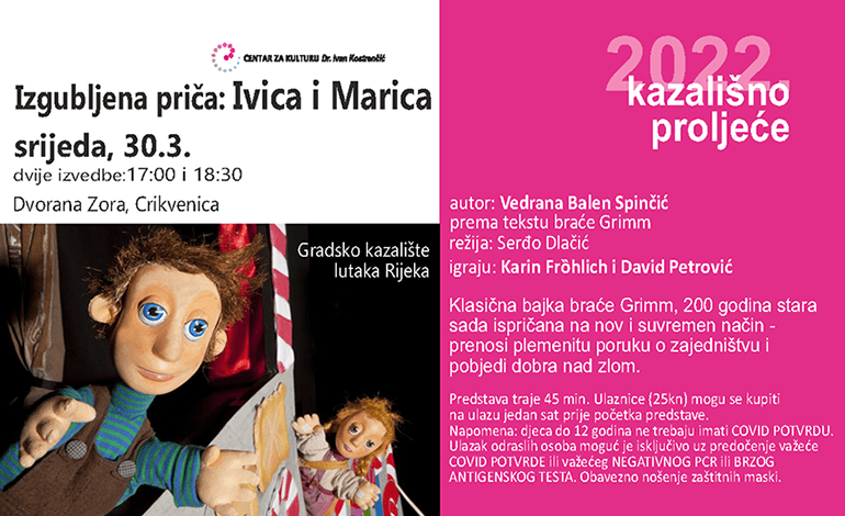  Sutra predstava Ivica i Marica u dvorani Zora