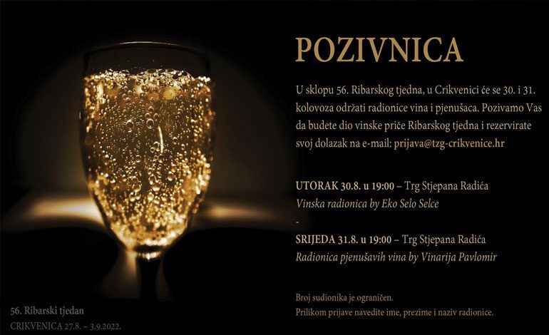  Vinske radionice – 56. Ribarski tjedan u Crikvenici