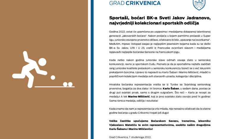 Boćari Sv. Jakov najvrjedniji kolekcionari sportskih odličja