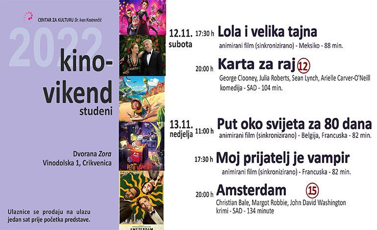  Kino-vikend u Dvorani “Zora” u Crikvenici (12. – 13. studenoga 2022.)