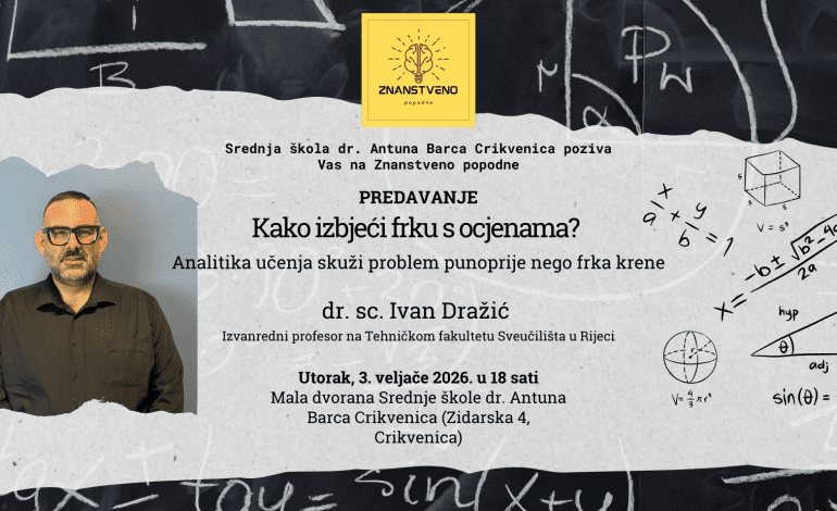 Poziv na predavanje „Kako izbjeći frku s ocjenama? Analitika učenja skuži problem puno prije nego frka krene”
